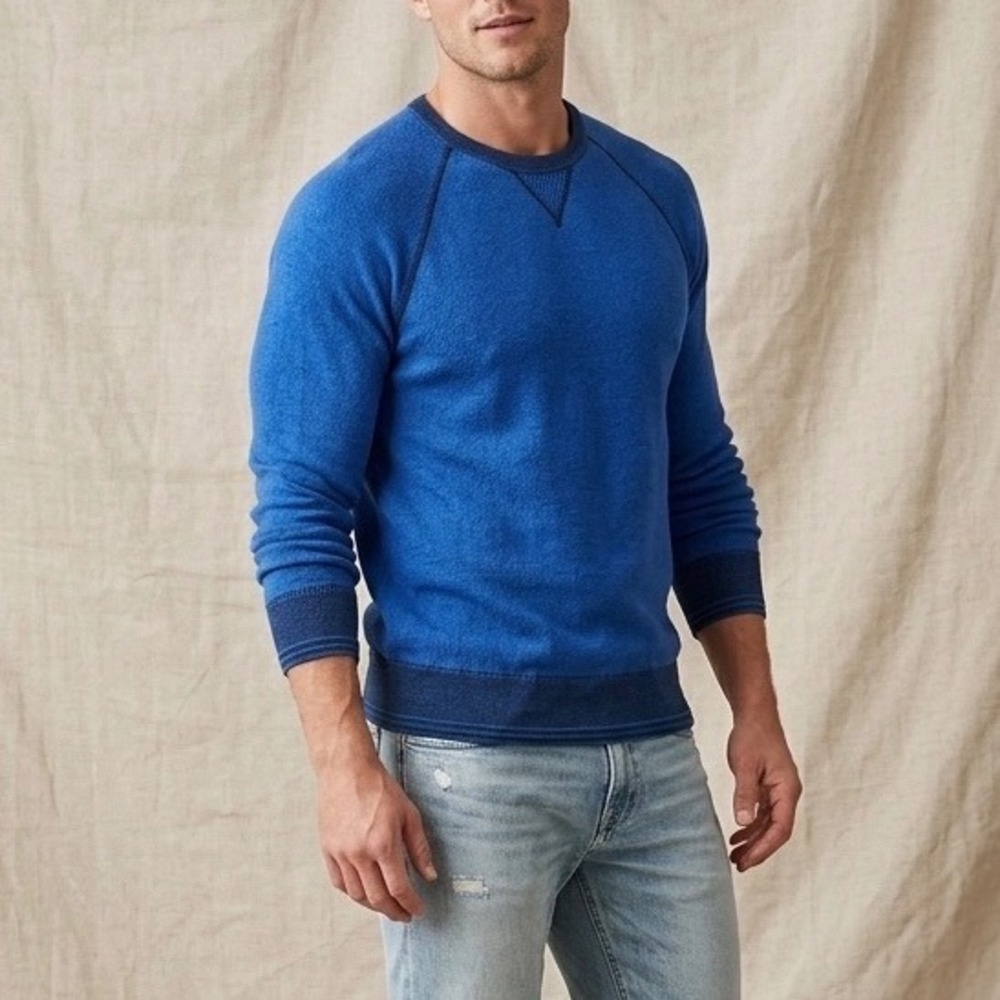 American Eagle‎ Outfitters Mens Blue Prep Fit Cotton Raglan Sweater Medium Coast